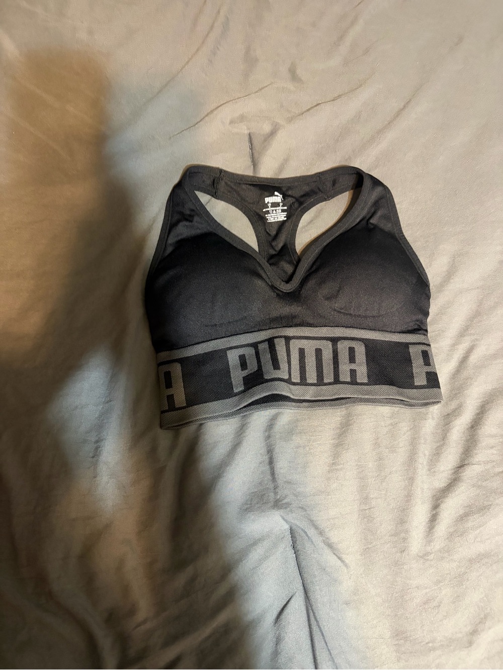 Puma Black Racerback Sports Bralette with Logo Band